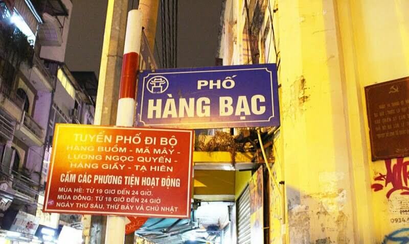 bang ten duong pho hang bac